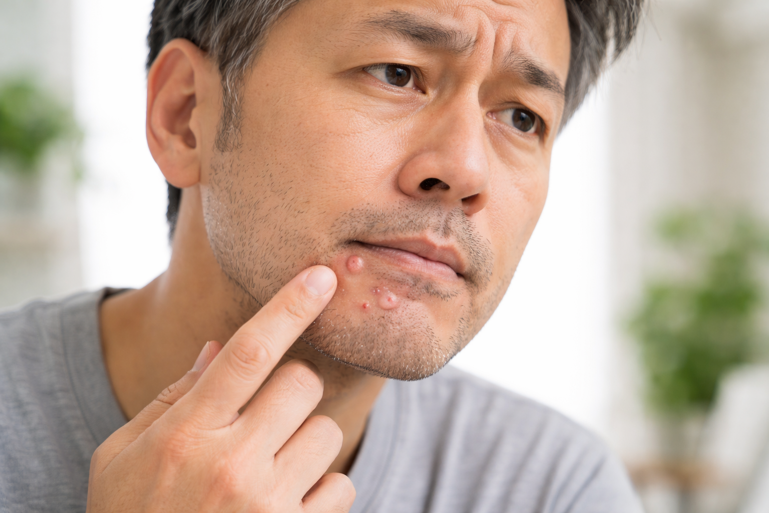 50代男性の口の周りに吹き出物ができる原因とは？脂っこい食事と体の変化の話